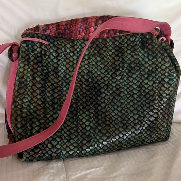 Carlos Falchi pink green and purple snake skin - Picture 3 of 5